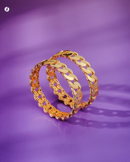 21K Yellow Gold Bahraini Twisted Rope Bangles