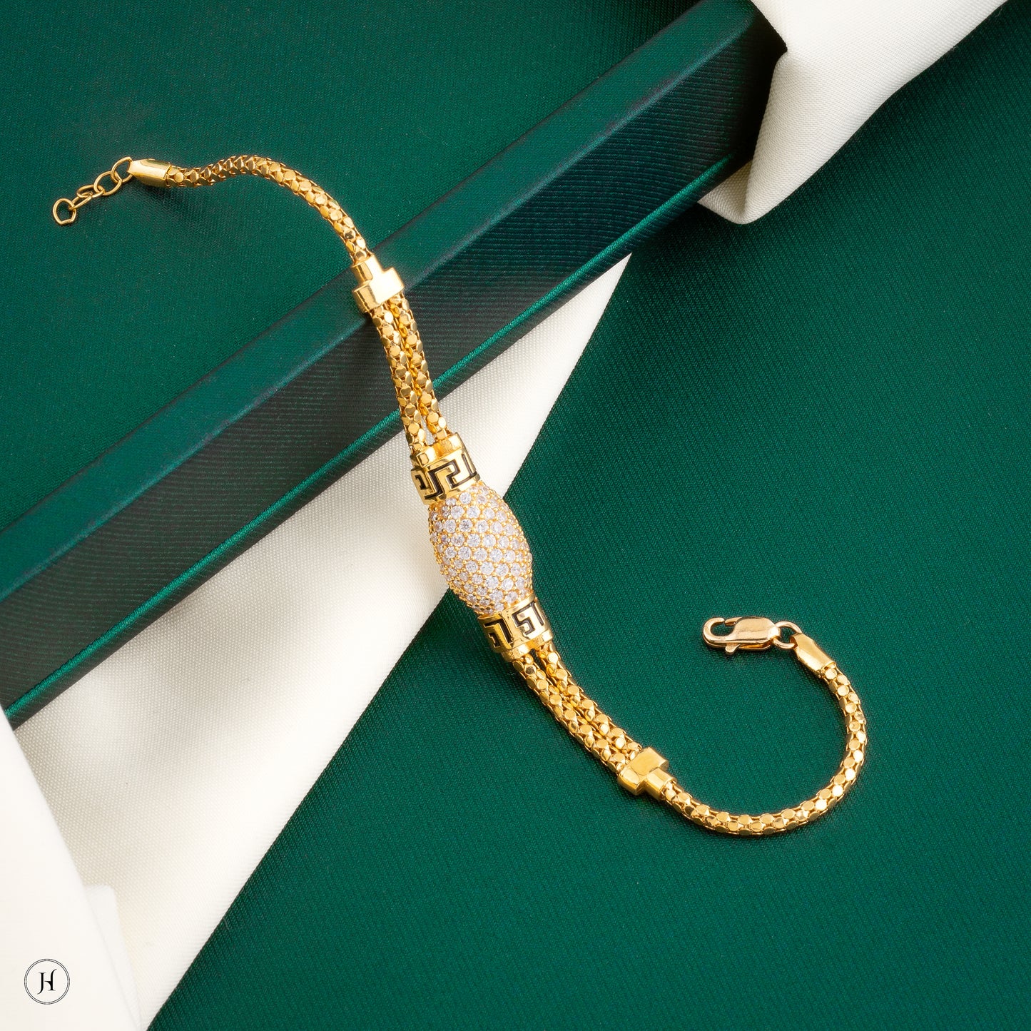 21K Yellow Gold Italian Greek Key Necklace Set
