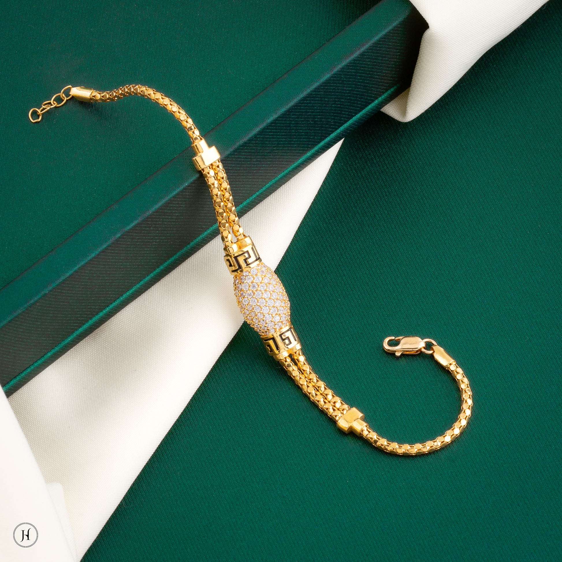 21K Yellow Gold Italian Greek Key Necklace Set
