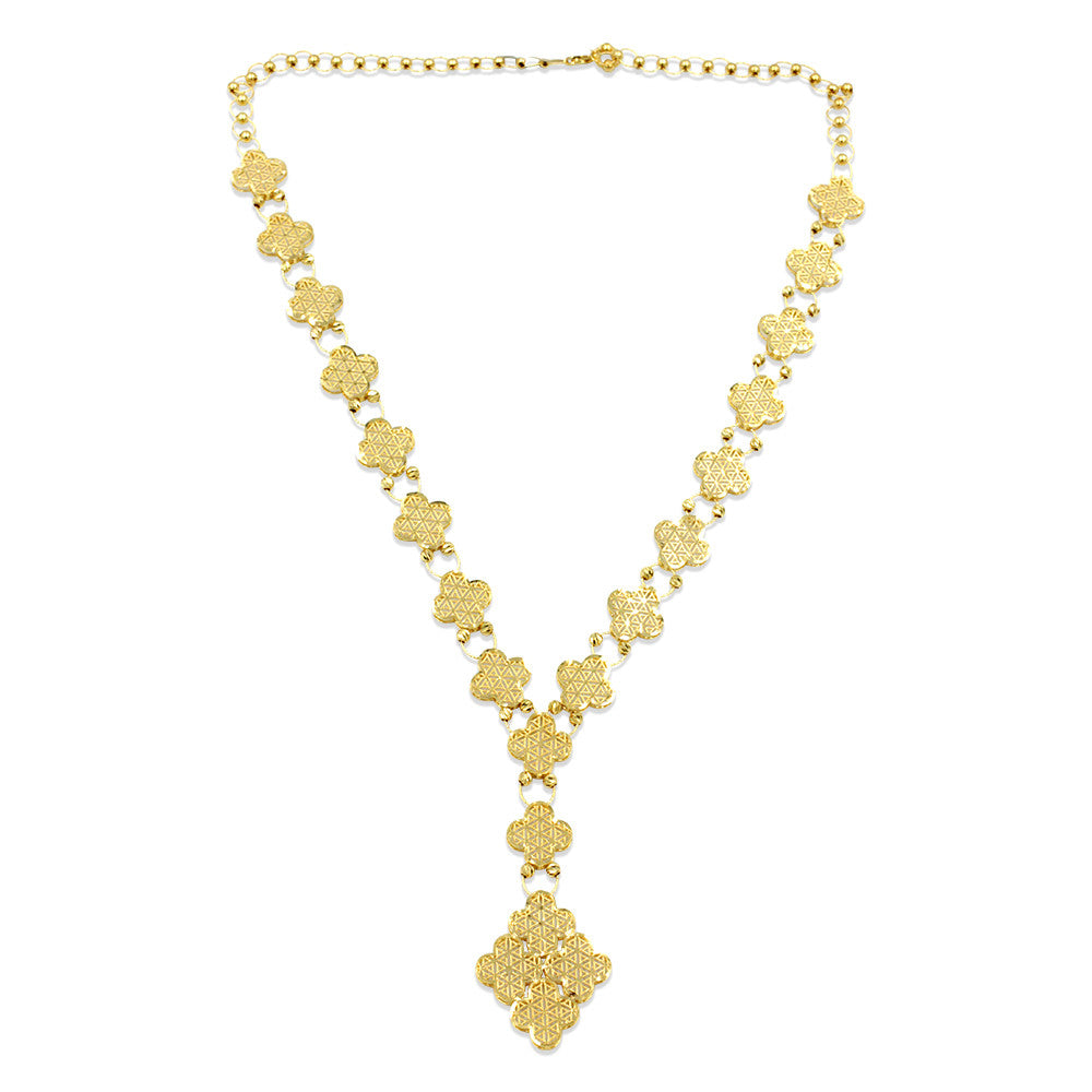 Opera length 21K yellow gold 4 clover leaf necklace in Saudi Design