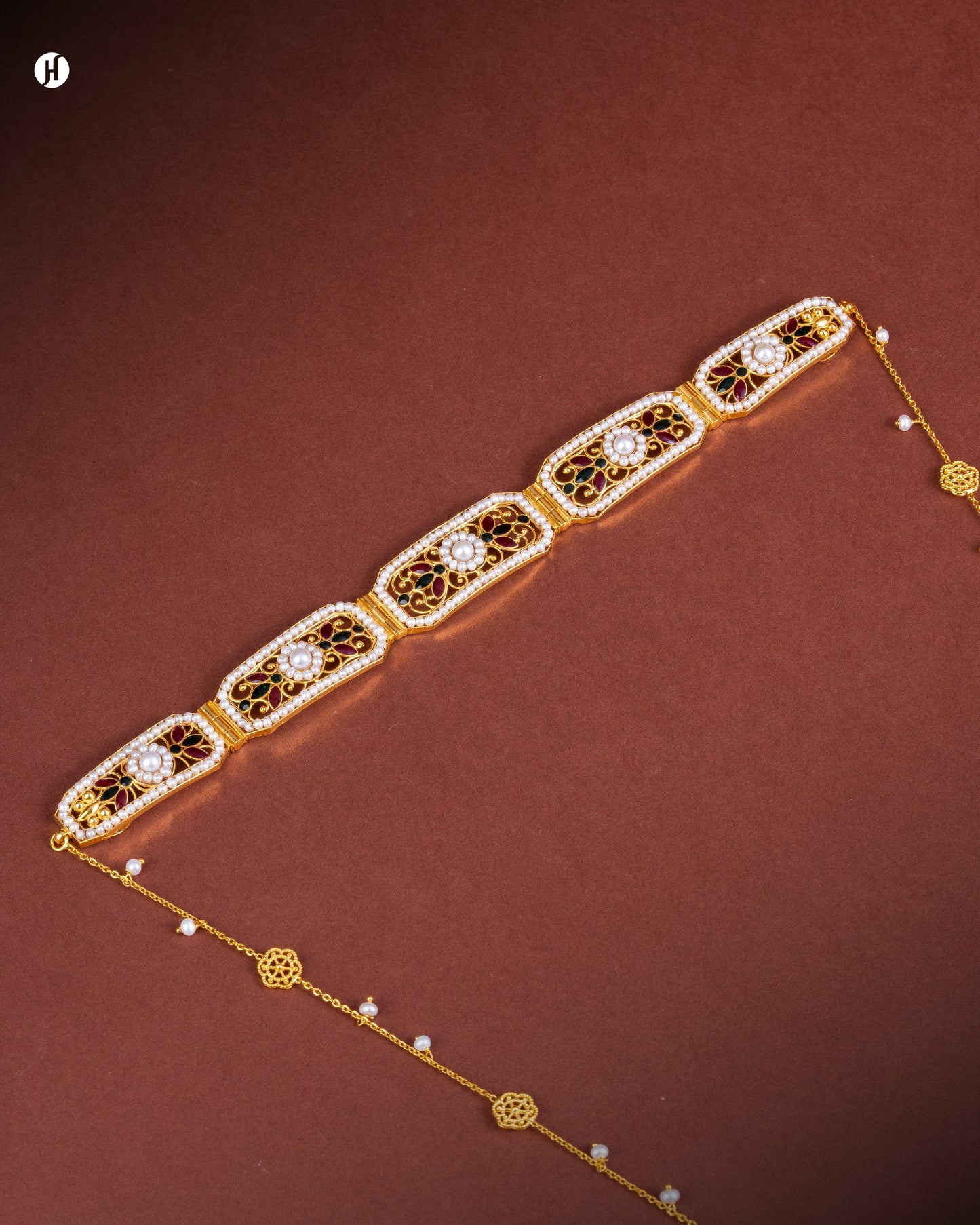 21Karat Gold Bahraini Floral 2-in-1 Choker & Forehead Band for women | jewellery accessories