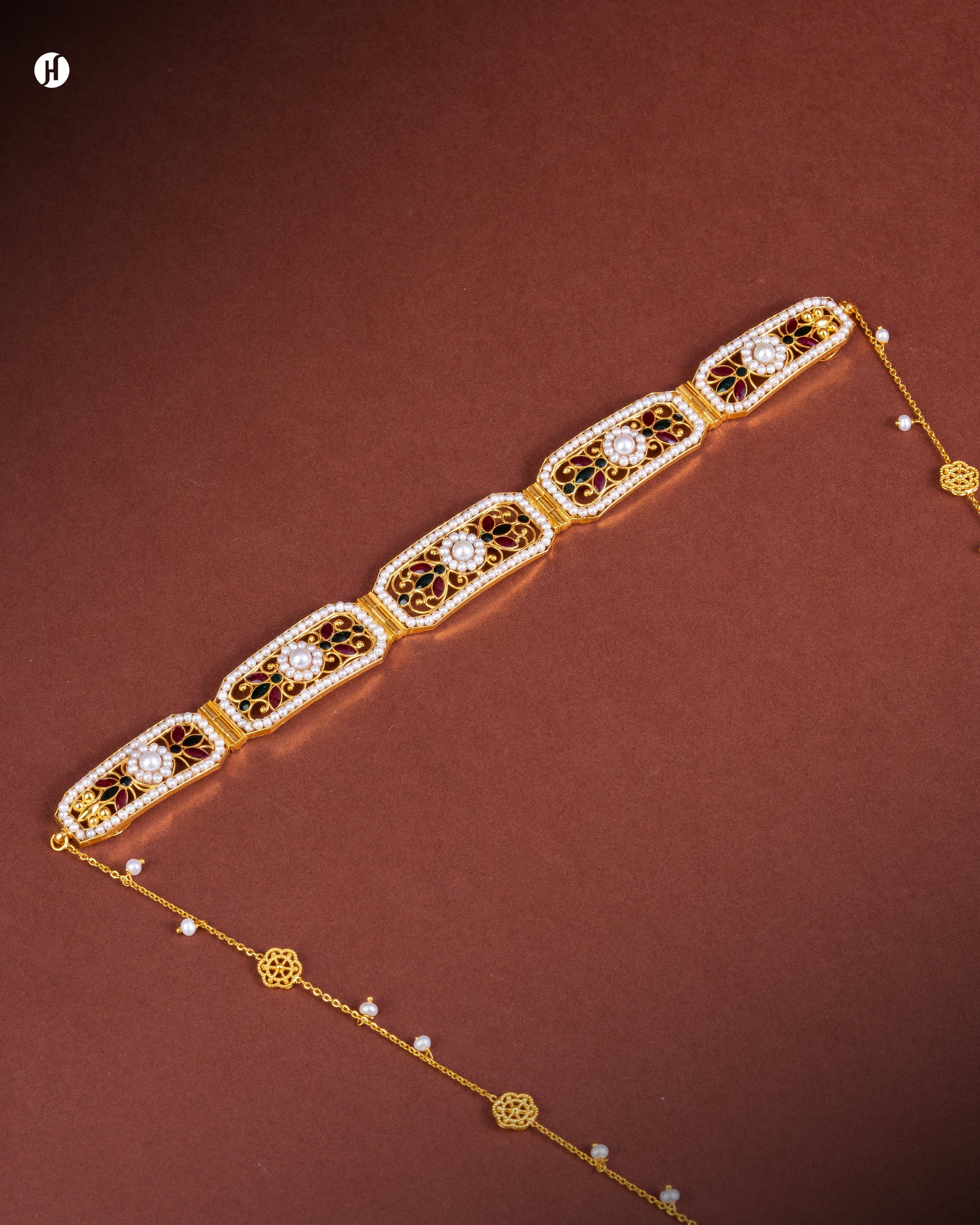 21Karat Gold Bahraini Floral 2-in-1 Choker & Forehead Band for women | jewellery accessories
