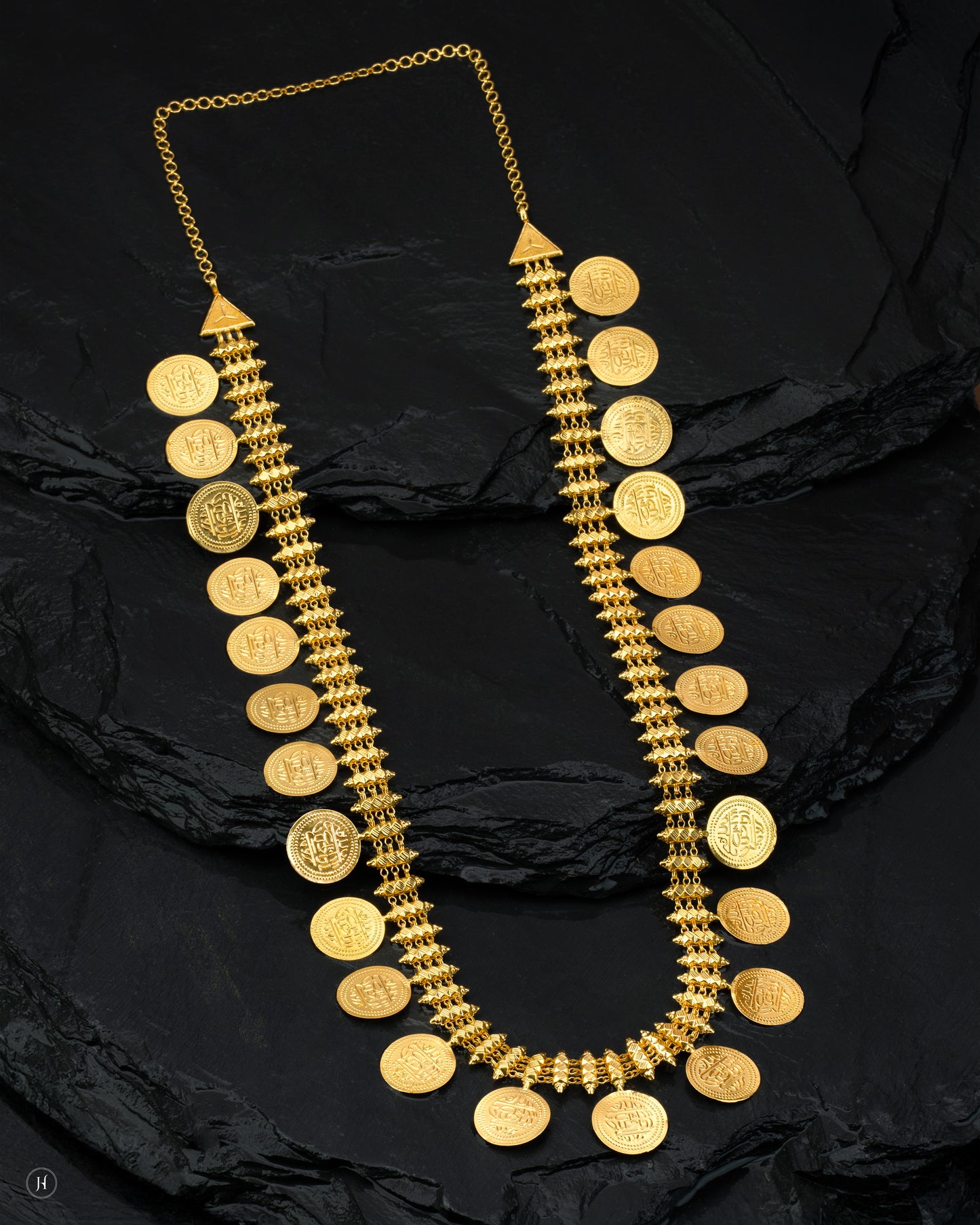 21Karat Gold Bahraini Majestic Coin Traditional Long Necklace for Khaleeji Women.