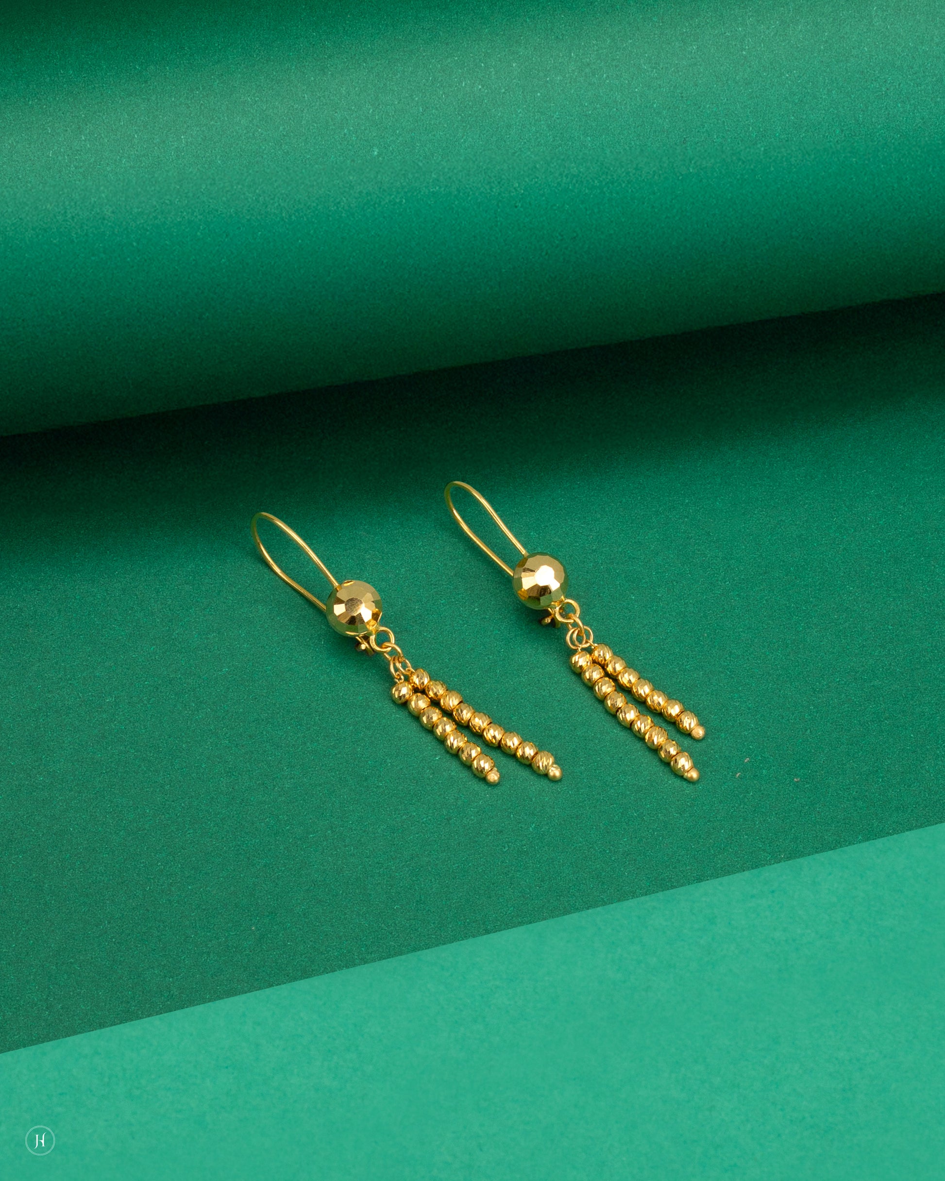 21Karat Yellow Gold Bahraini 2 Drop Ball Earrings| Online Khaleeji Bridal Jewellery Store in UAE - J.H Jewellers.