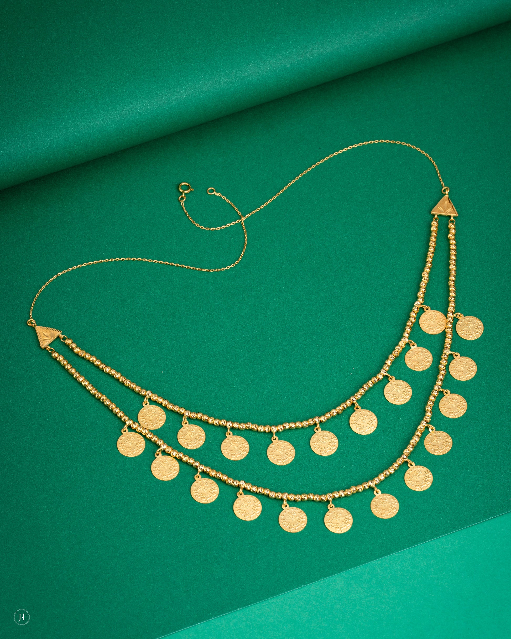 21Karat Yellow Gold Bahraini 2 Layer Coin Necklace | Online Khaleeji Bridal Jewellery Store in UAE - J.H Jewellers.