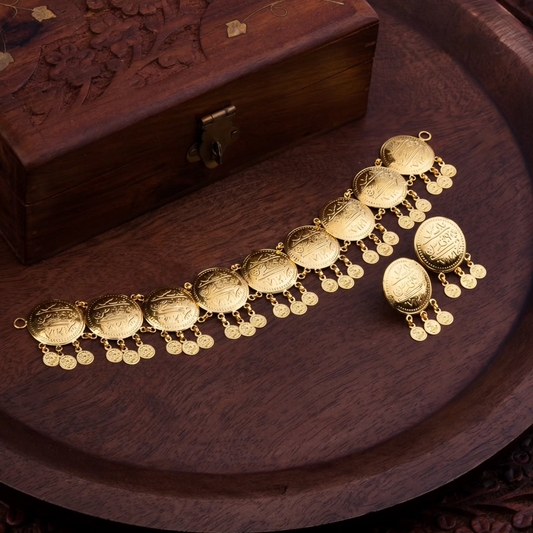 21Karat Yellow Gold Bahraini Coin Choker Set | Traditional Khaleeji Bridal Jewellery in UAE- J.H Jewellers