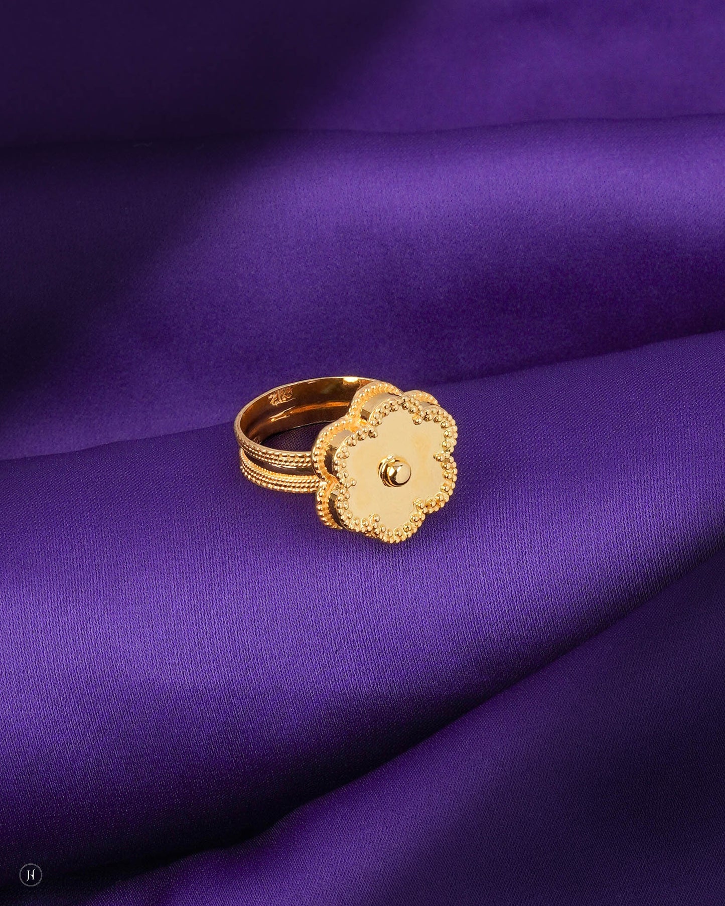 21Karat Yellow Gold Bahraini Layered Flower Ring | Ring price in Dubai