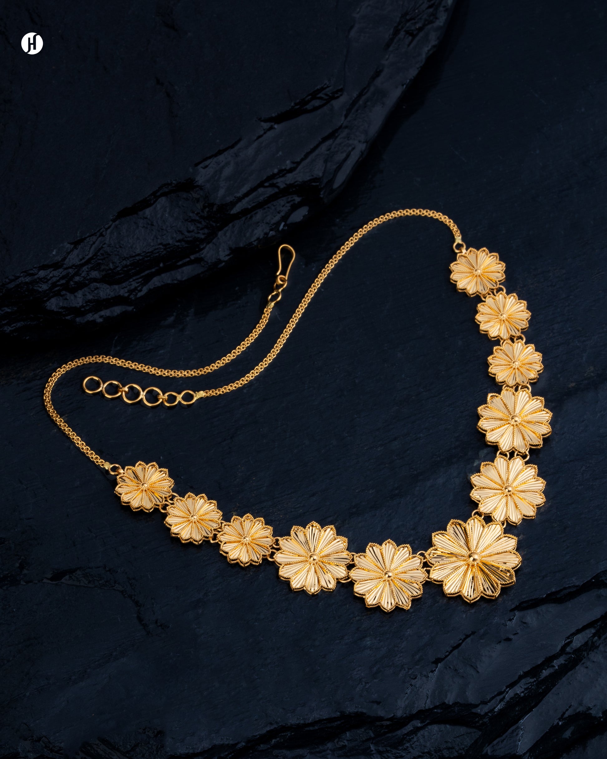 21Karat Yellow Gold Bahraini Multi-Floral Coin Necklace | Gift for Wife.