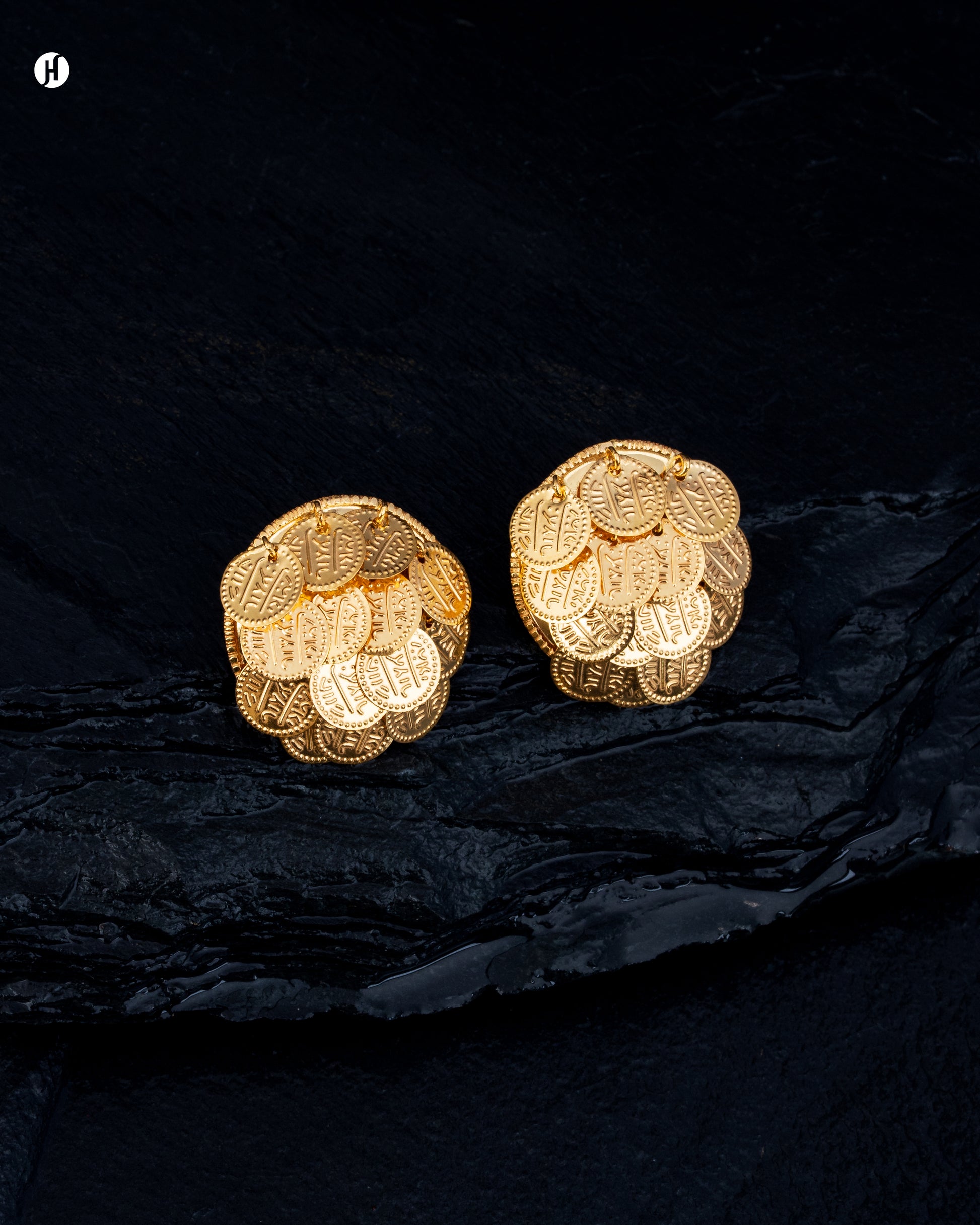 21Karat Yellow Gold Bahraini Round Multi Coin Earrings Price.