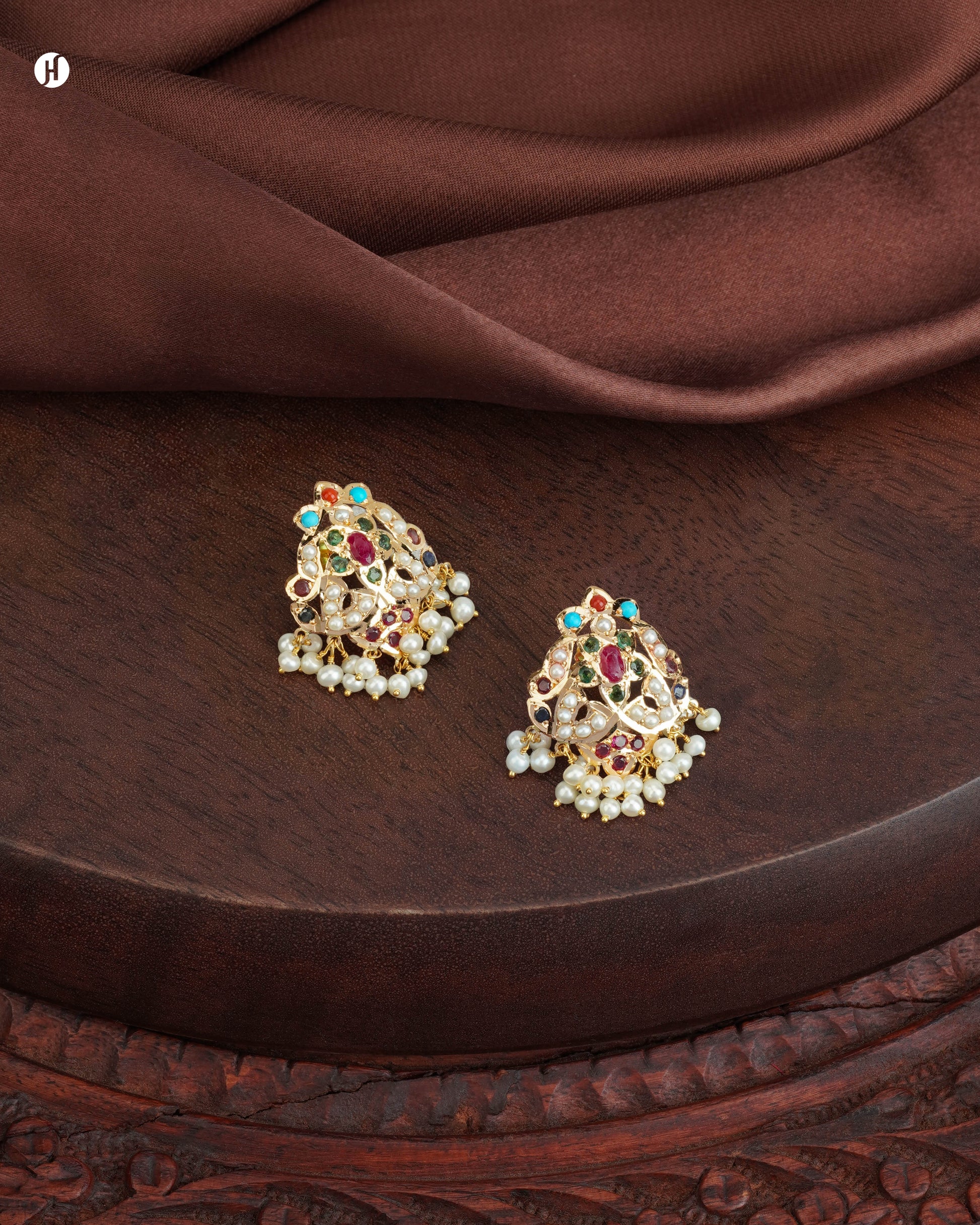 21Karat Yellow Gold Pakistani Grand Chandelier Earrings for Arab Khaleeji Ladies in UAE - J.H Jewellers