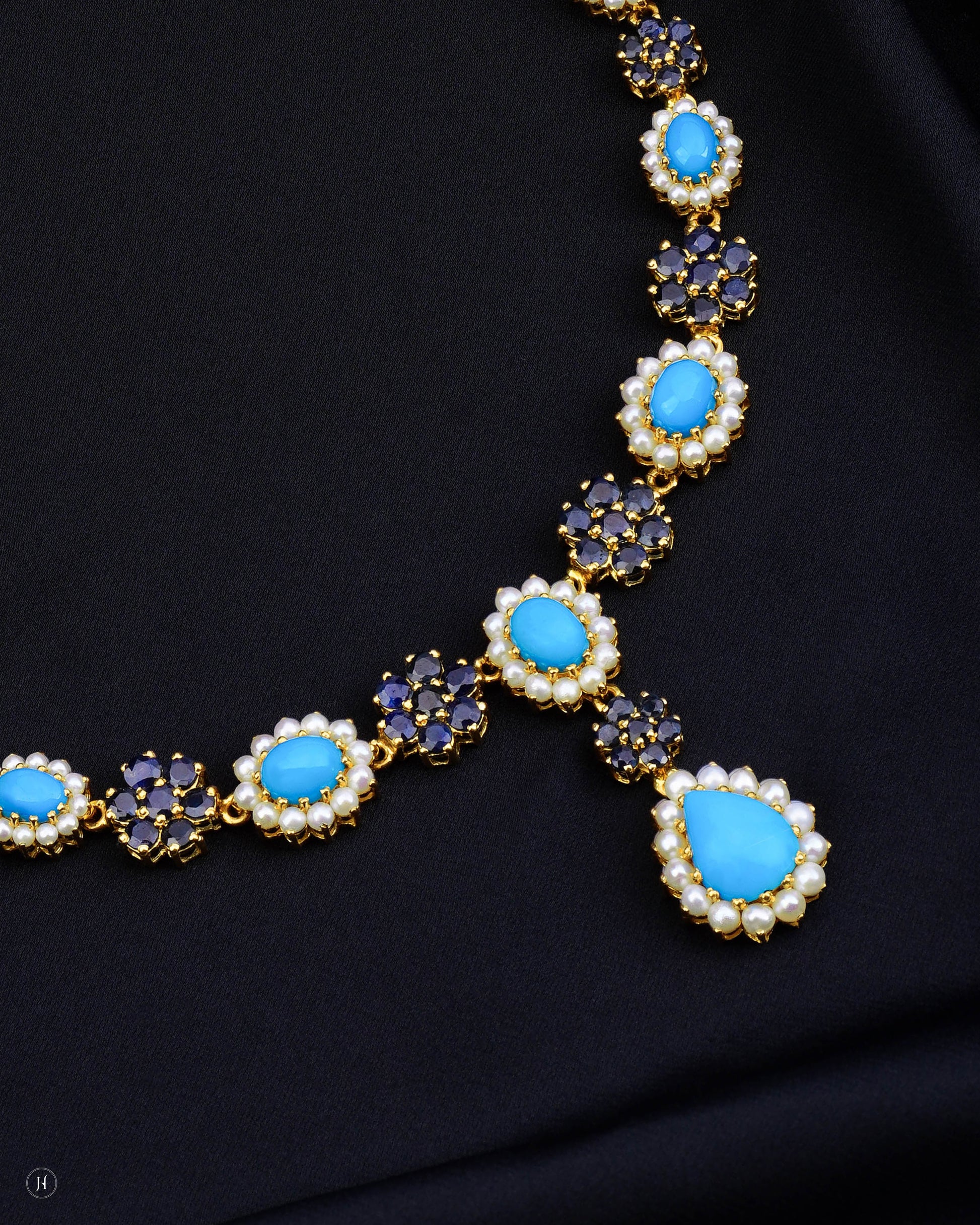 21Karat Yellow Gold Pakistani Oval Turquoise Necklace | Online Jewellery Store in Dubai