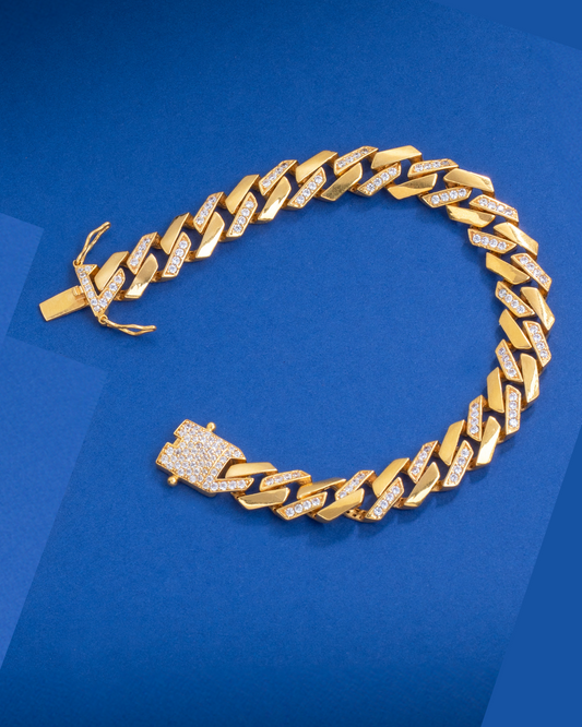 21Karat Yellow Gold Ziron-Cuban Link Style Bracelet for ladies | online jewellery store