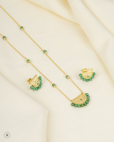 21K Yellow Gold Bahraini Semi Precious Gemstone Necklace Set