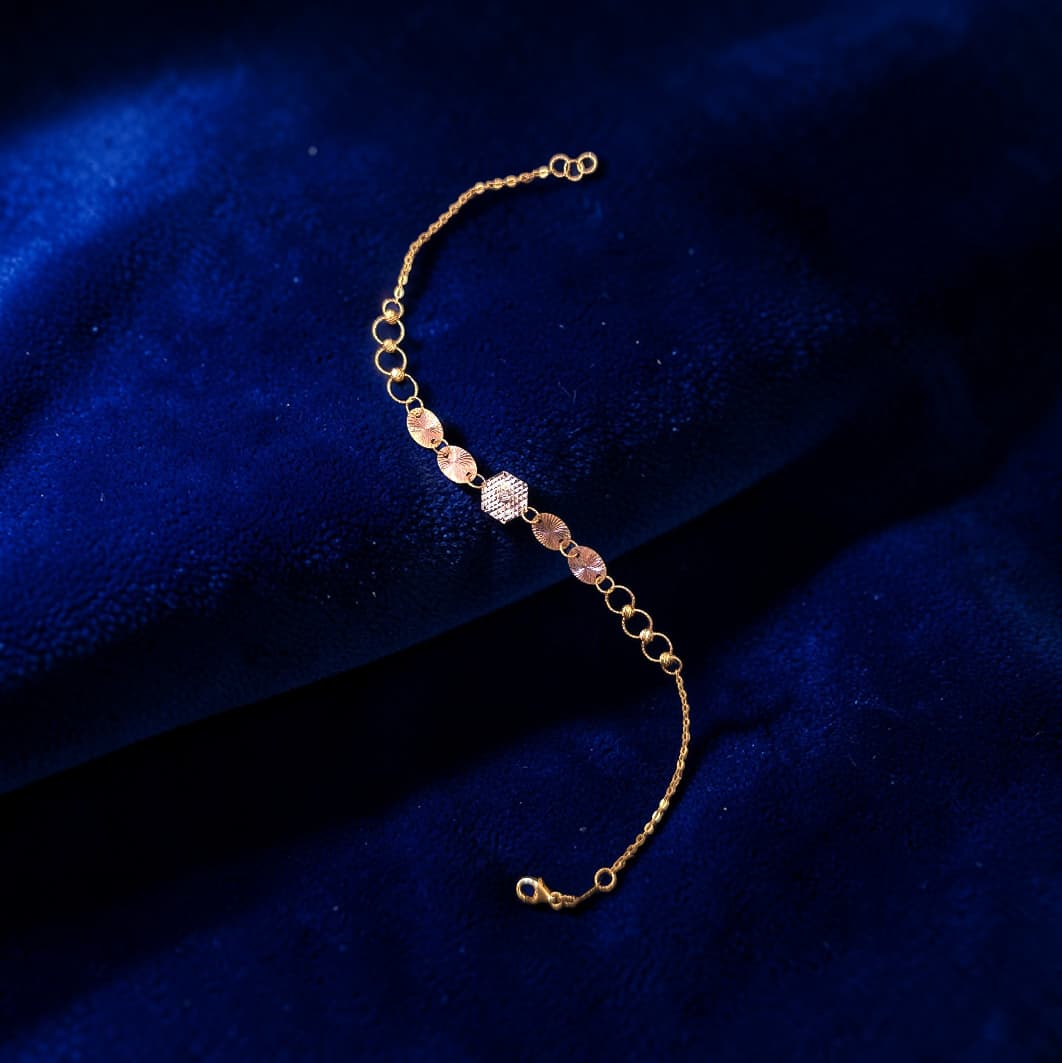 22-Karat Dual Tone Gold Elegant Lightweight Bracelet