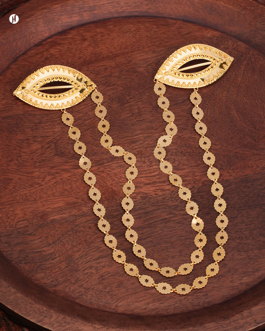21Karat Yellow Gold Bahraini Traditional Double Chain Hair Pin