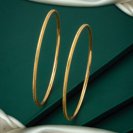 22K 916 Yellow Gold Classic Round Textured Bangles for ladies with best prices in uae