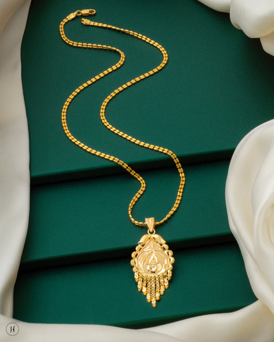 22K 916 Yellow Gold Pear-Shaped Dangling Pendant Set for women in UAE