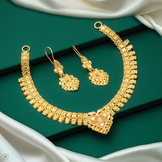 22K Yellow Gold Elegant Heart Choker Set for women | engagement jewellery collection  in UAE