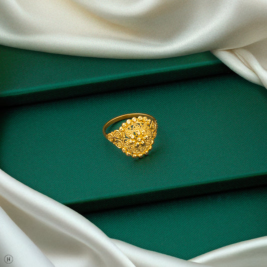 22K Yellow Gold Elegant Statement Flower bridal ring