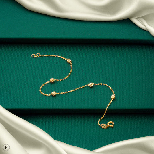 22K Yellow Gold Lightweight Ball Bracelet GIrls in UAE