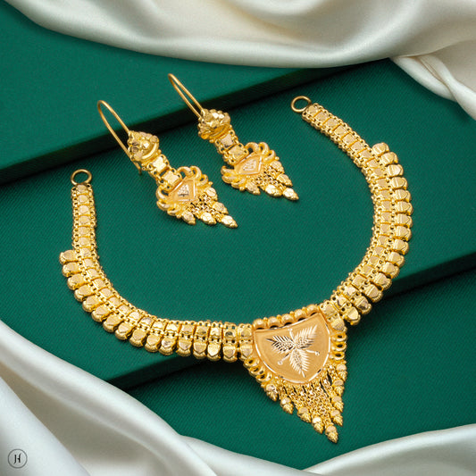 22K Yellow Gold Majestic Floral Choker Set for women in UAE | bridal wear