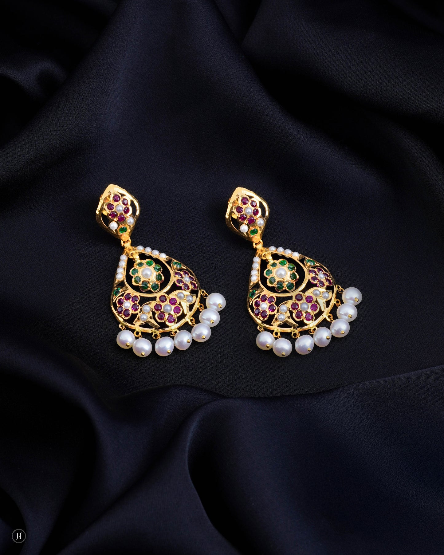 21K Yellow Gold Pakistani Peacock-inspired Gemstone Necklace Set