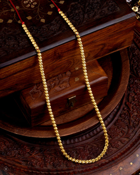 21K Yellow Gold Bahraini Beaded Disc Necklace