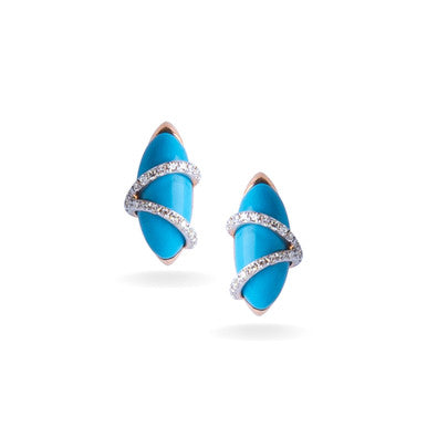 18K Rose Gold Turquoise Diamond Earrings