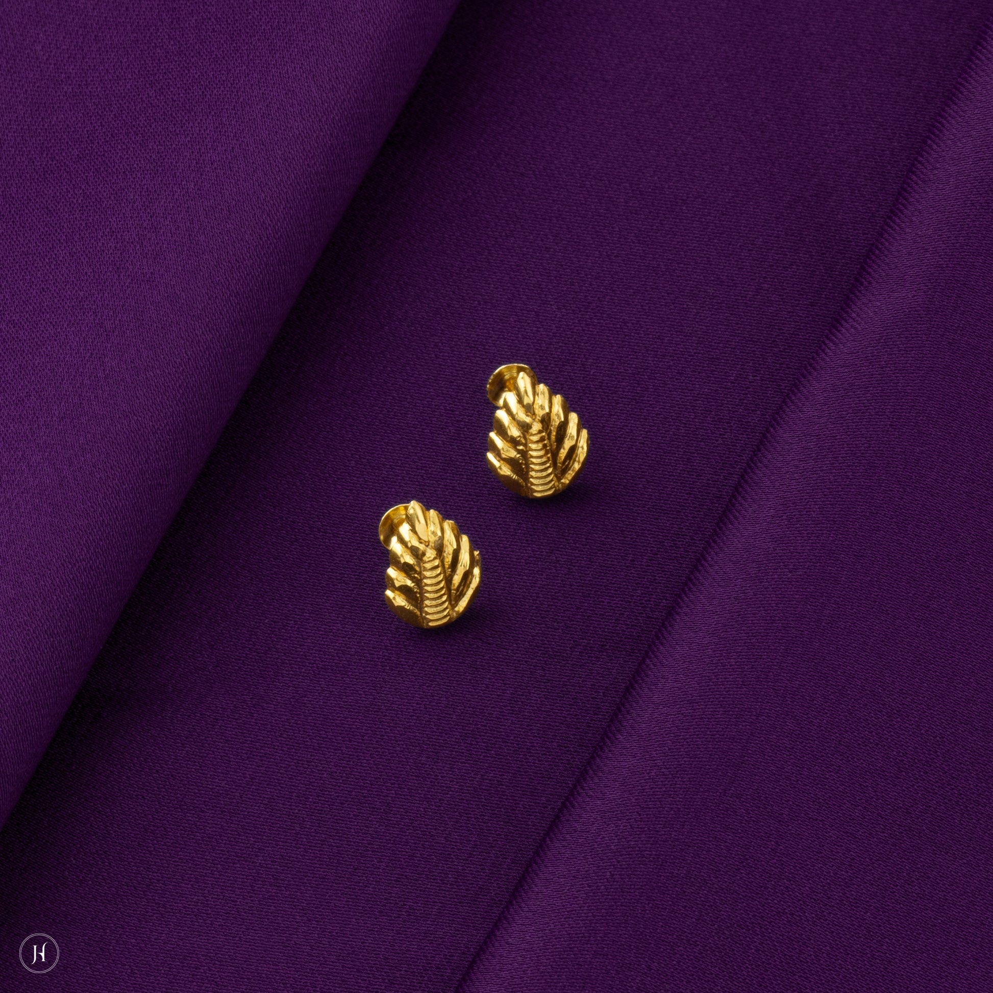 Baby Gift | 18K Yellow Gold Baby Leaf earrings in Dubai