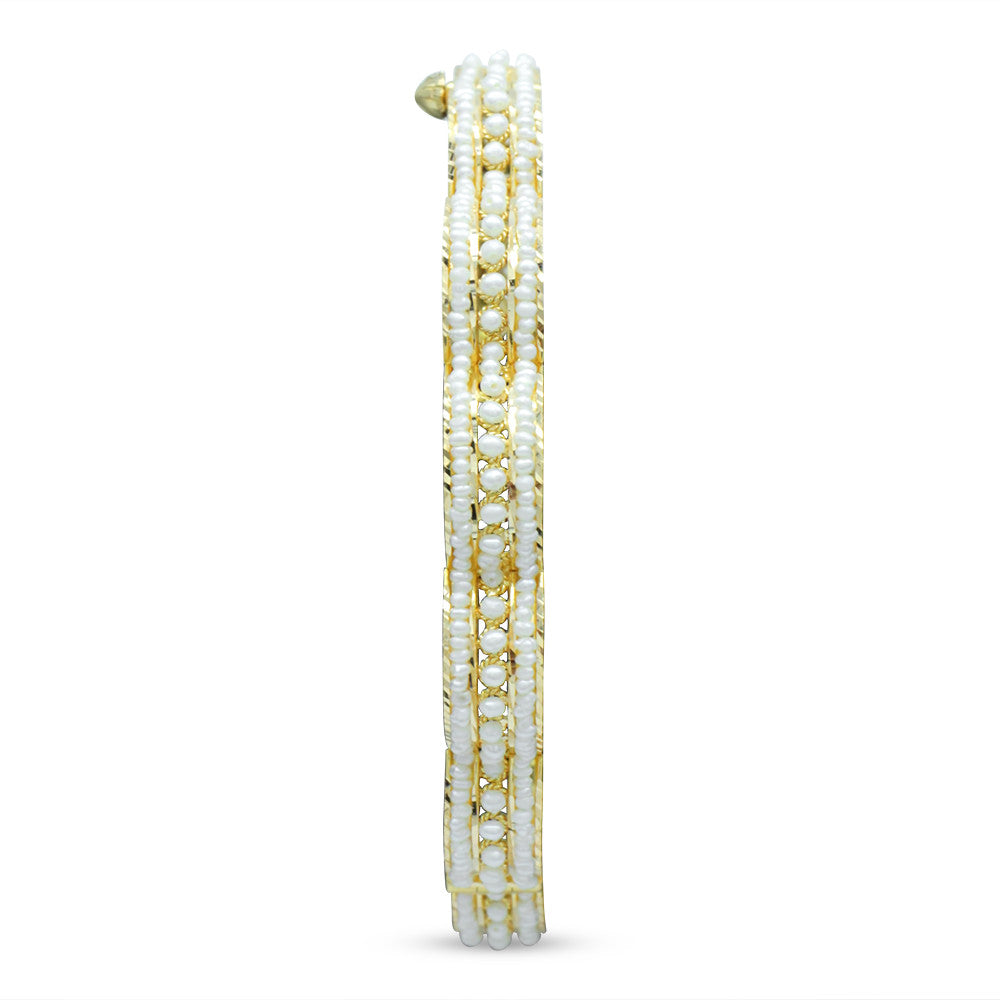 21K Yellow Gold Bahraini Pearl Dome Bangle with screw hinge