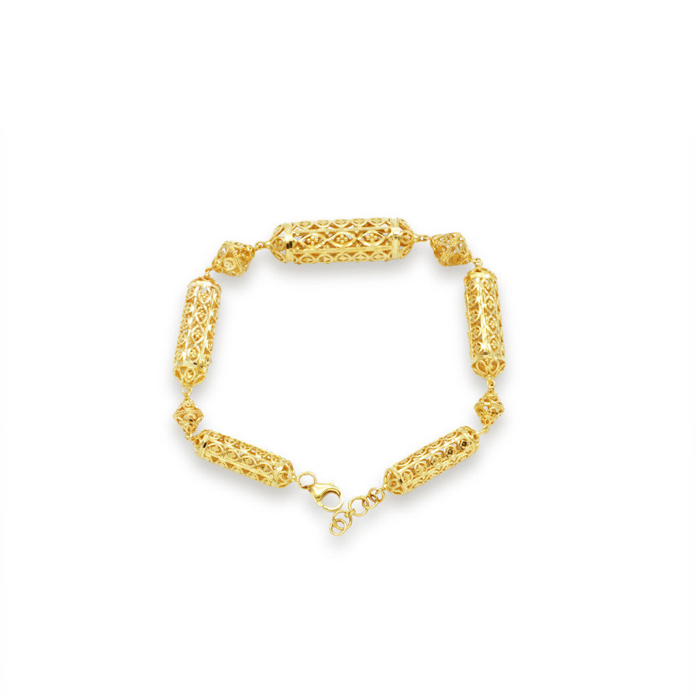 21K Yellow Gold Bahraini Tube Bracelet with adjustable lobster clasp