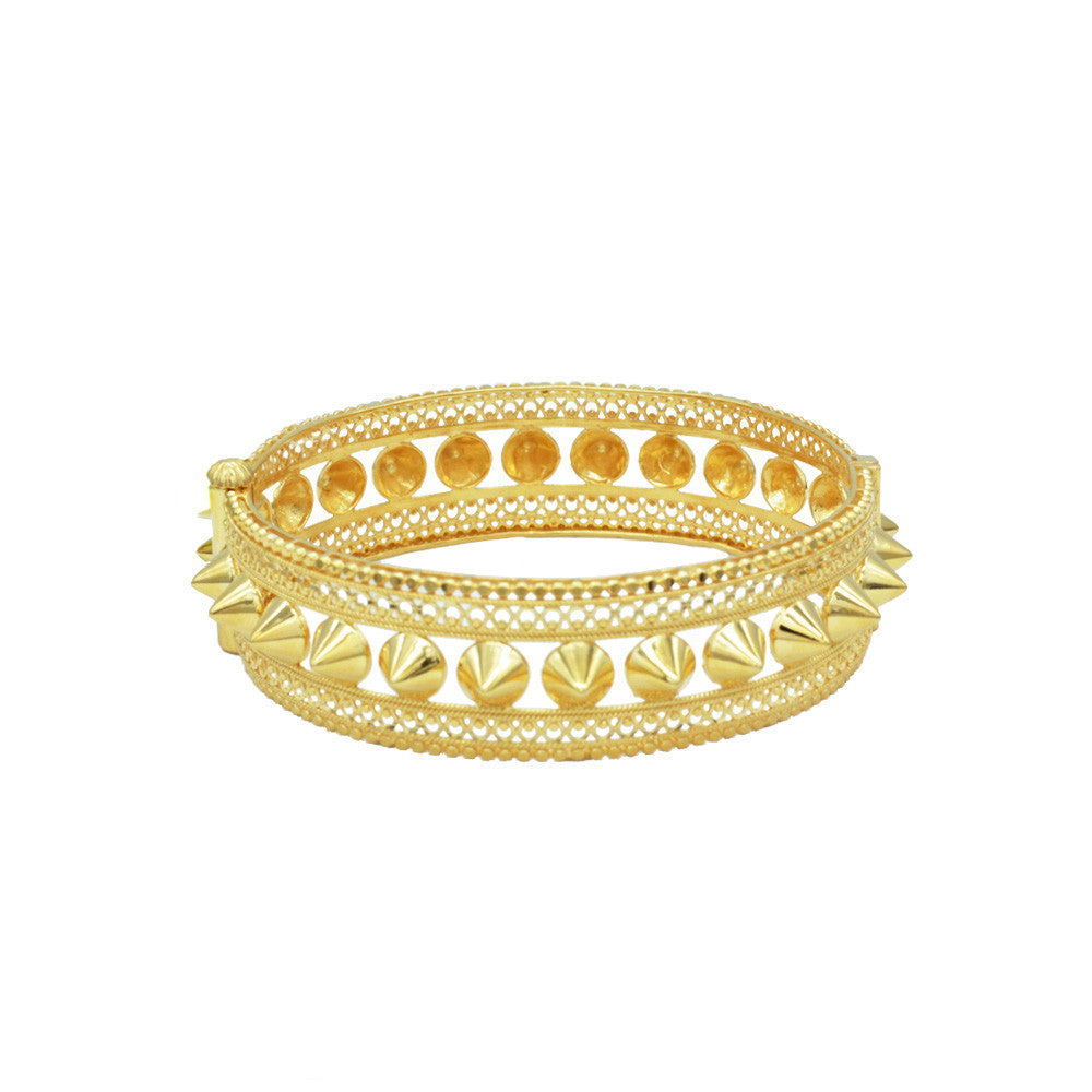 21K Yellow Gold Bahraini Cone Bangle with catch hook