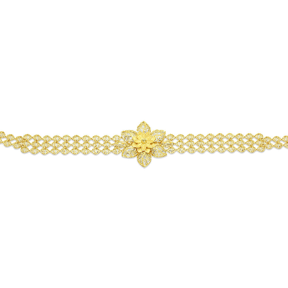 21K Yellow Gold Bahraini Flower Bridal Belt for Emirati weddings