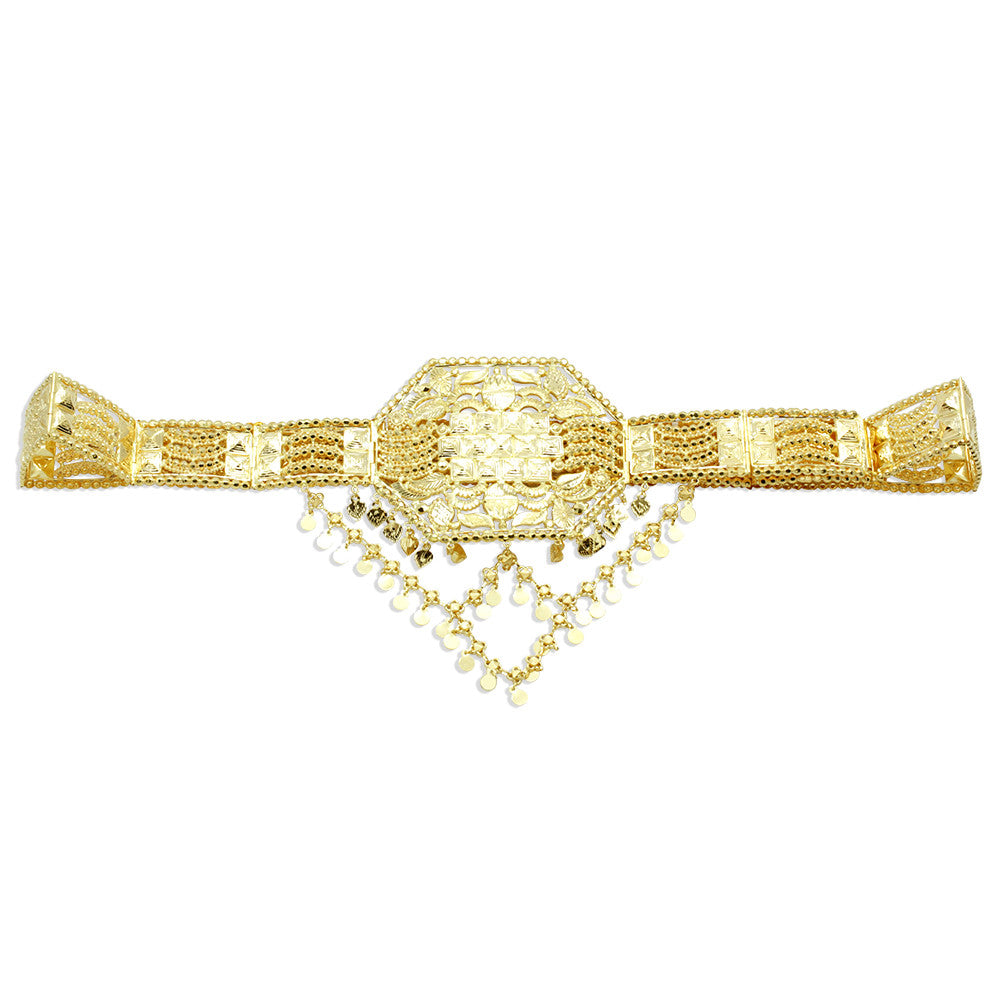 21K Yellow Gold Bahraini Muthaman Bridal Belt for emirati weddings