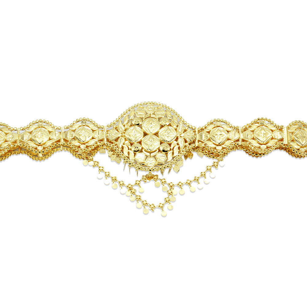 21K Yellow Gold Bahraini Wave Bridal Belt for emirati wedding