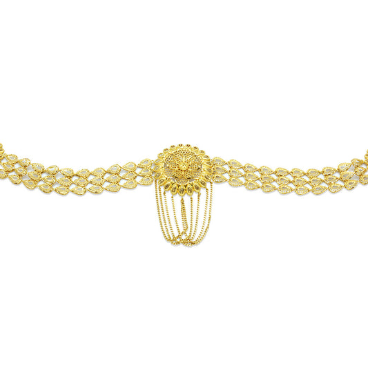 21K Yellow Gold Bahraini Sunflower Bridal Belt for Emirati weddings