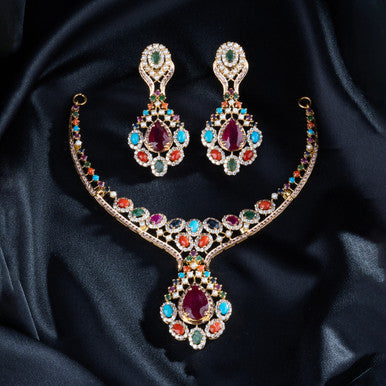 21K Gold Pakistani Ruby Choker with Princess Cut Gemstones