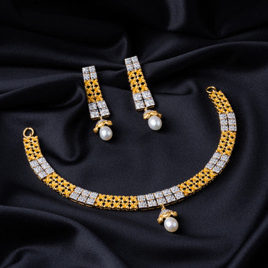 22K Gold Pakistani Pearls Choker Necklace Set