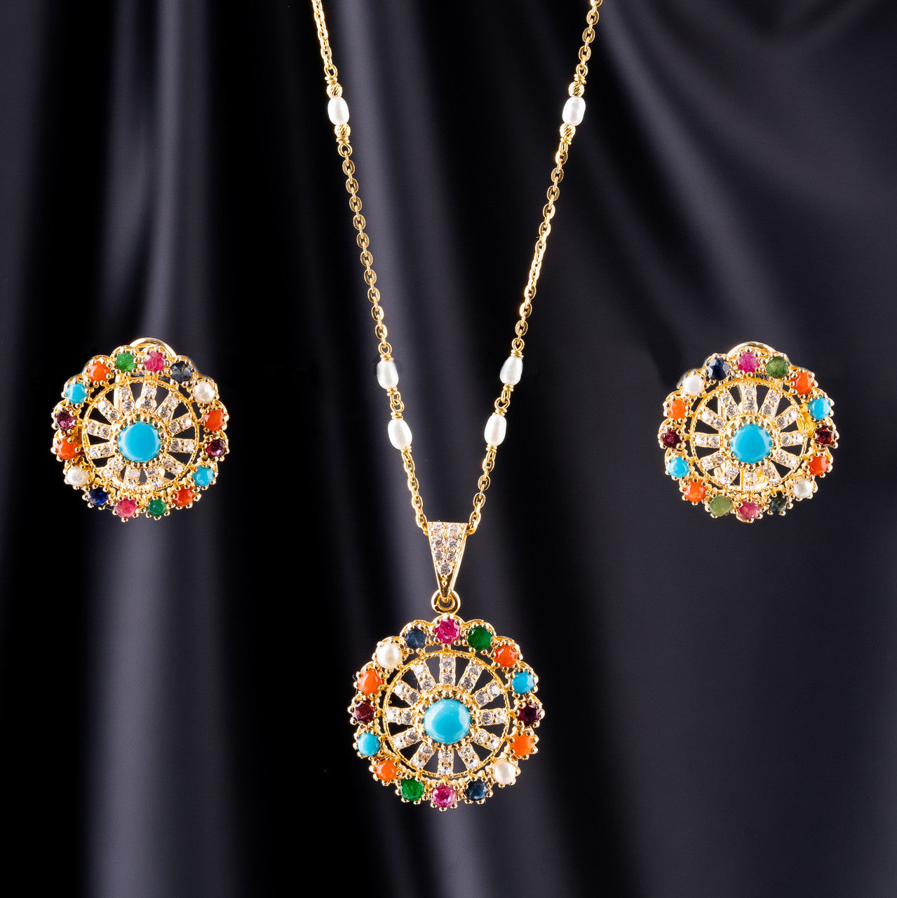 21K Yellow Gold Pakistani Navratna Pendant Set
21K GOLD JEWELLERY IN DUBAI
21K GOLD NECKLACE SET
21K PAKISTANI NECKLACE SET
GOLD SET IN DUBAI
SHARJAH GOLD SOUQ
PAKISTANI PENDANT SET
FASHION WEAR NECKLACE
21K LIGHTWEIGHT GOLD NECKLACE