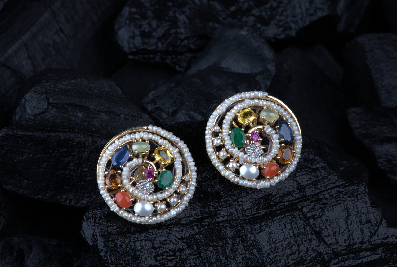 18K Yellow Gold Navaratnam Spiral Diamond Earrings