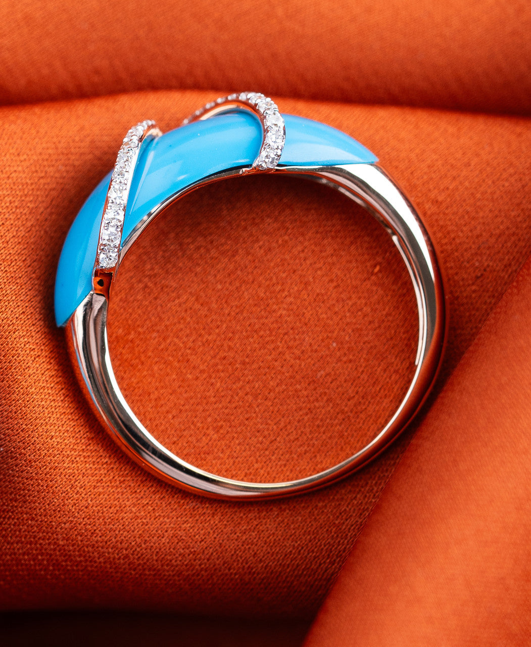 18K Rose Gold Turquoise Blue Diamond Ring