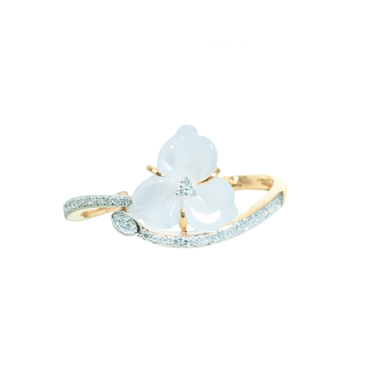 18K Yellow Gold Mother of Pearl Diamond Ring