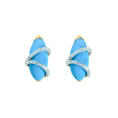 18K Rose Gold Turquoise Diamond Earrings