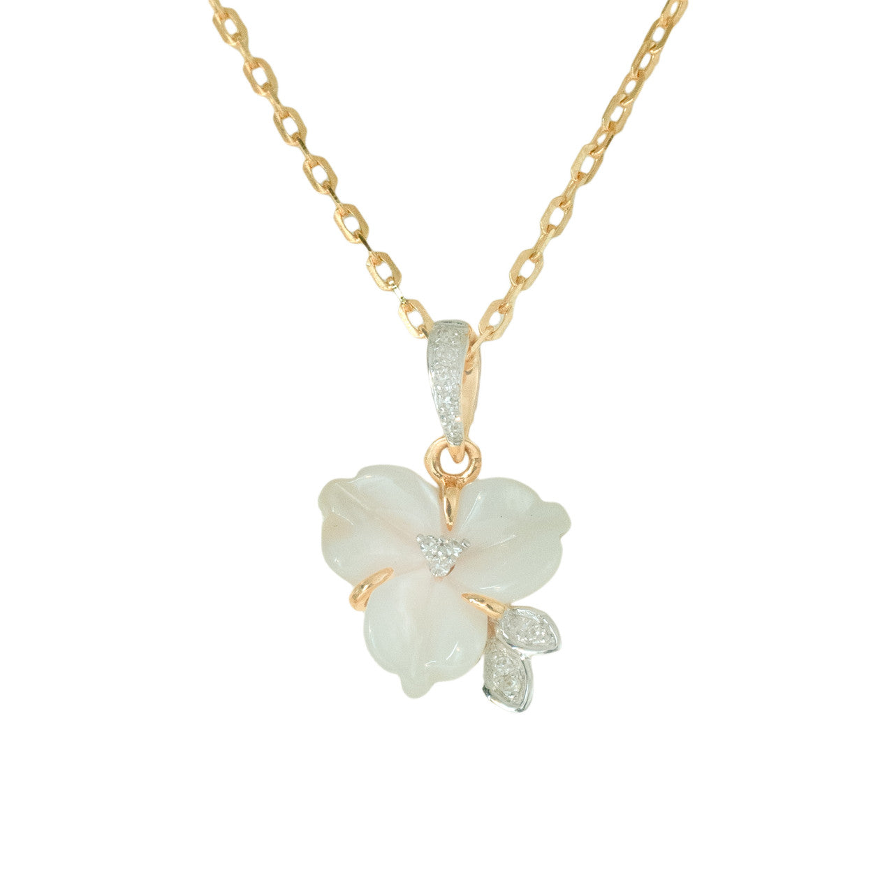 18K Yellow Gold Mother of Pearl Diamond Pendant