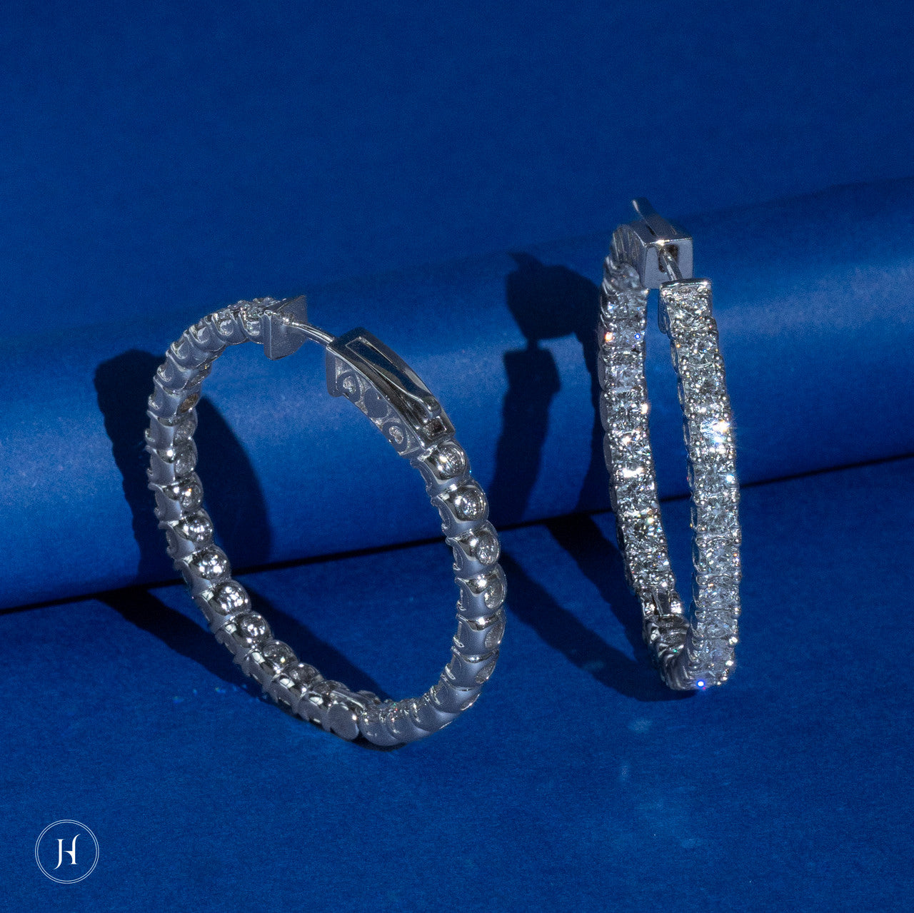 18K Lab Grown Diamond Secure lock Hoop Earrings