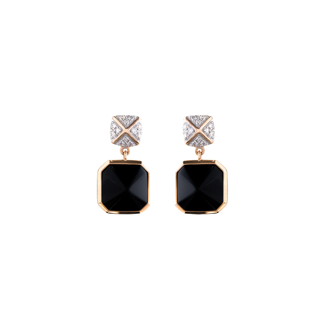 18K Rose Gold Black Onyx Diamond earrings