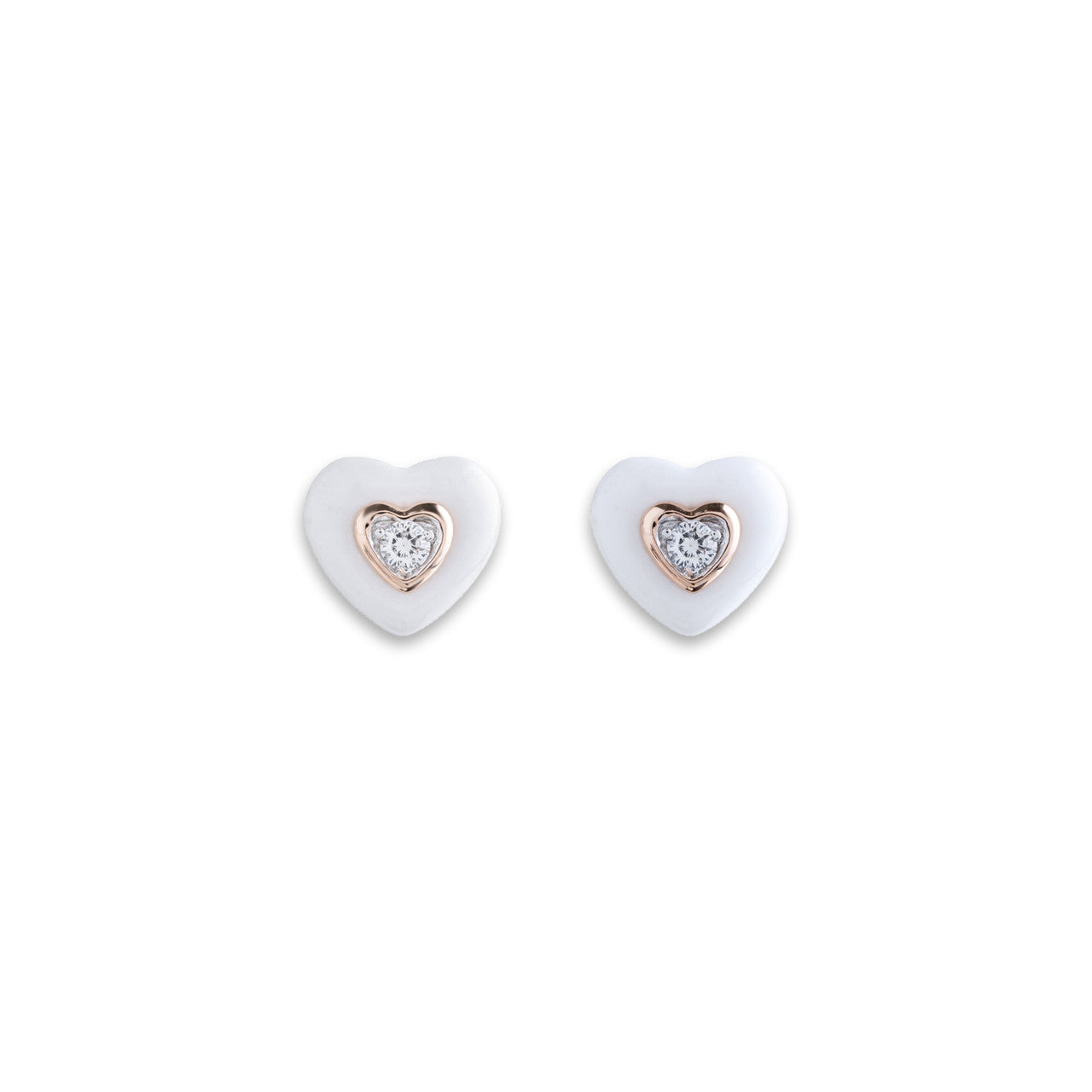 18K Rose Gold Heart Diamond Earrings