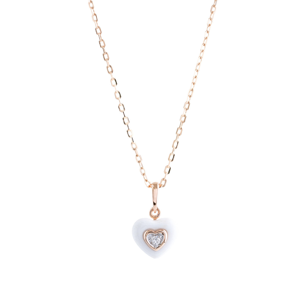 18K Rose Gold Heart Diamond Pendant