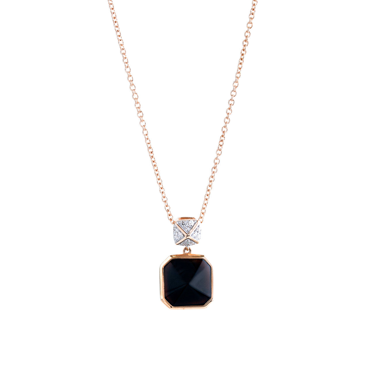 18K Rose Gold Black Onyx Diamond Necklace