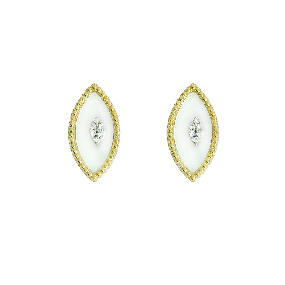 18K Yellow Gold Marquise Diamond Earrings